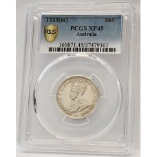 AUSTRALIA 1933 . ONE 1 SHILLING . PCGS XF45 AUSTRALIA 1933 . ONE 1 SHILLING . PCGS XF45